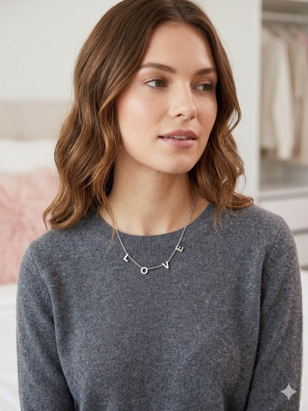 NWT Plunder Silver "LOVE" Script Pendant Necklace - Cute Everyday Accessory